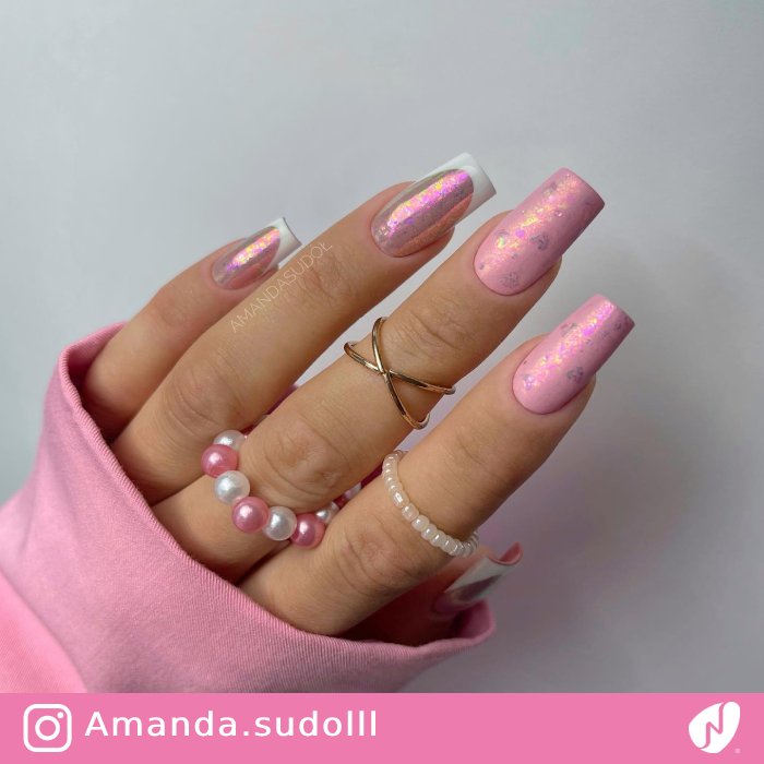 Pink Chrome Nail Design